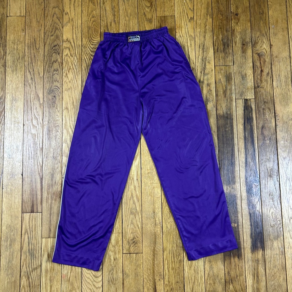 POWER Purple Athletic‎ Track Pants Elastic Waist Side Stripe Casual Lounge